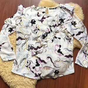 Halogen Cream Ruffle Blouse- Petites